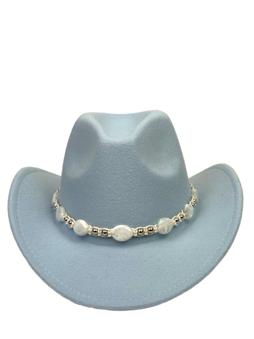 Sky Blue Western Cowboy Cowgirl Hat Pearl Beaded Hatband Rodeo Ranch Festival